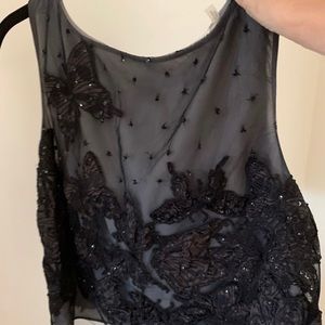 Alice + Olivia beaded butterfly crop top size 6 black
